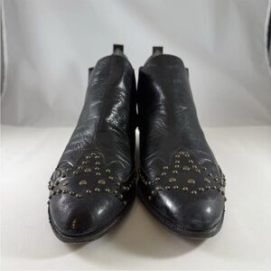 Studded Black Leather Ankle Boots